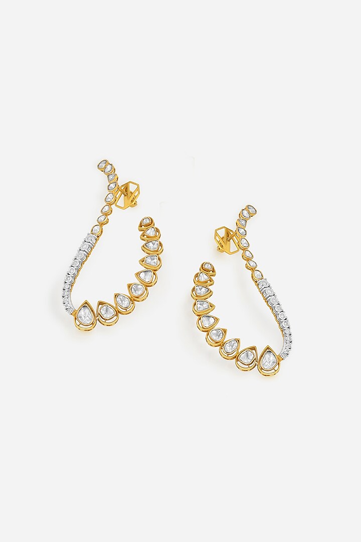 14kt Yellow Gold Finish Diamond & Kundan Polki Earrings by Nornament at Pernia's Pop Up Shop