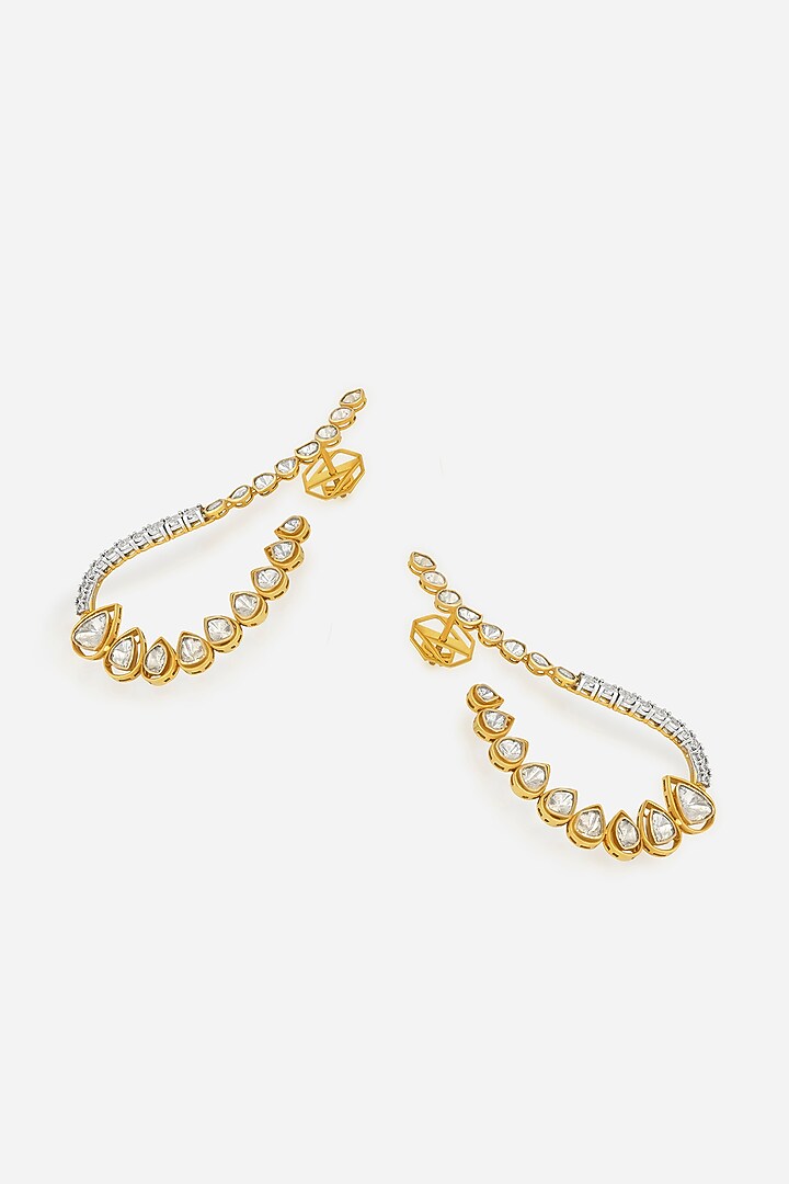 14kt Yellow Gold Finish Diamond & Kundan Polki Earrings by Nornament at Pernia's Pop Up Shop