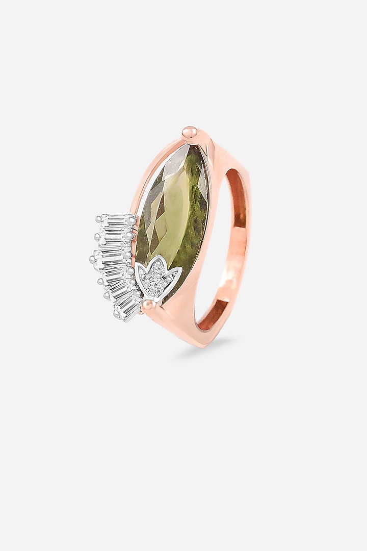18kt Rose Gold Finish Green Tourmaline Stone Ring by Nornament at Pernia's Pop Up Shop