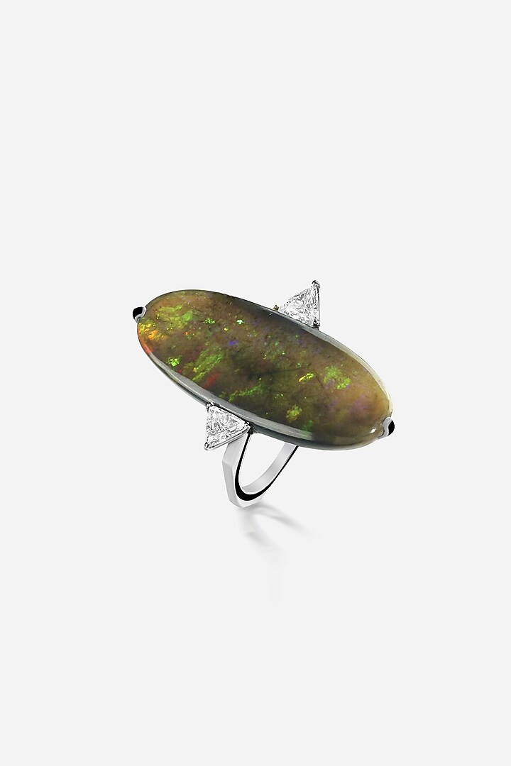 18kt Yellow Gold Finish Diamond & Opal Stone Ring by Nornament at Pernia's Pop Up Shop