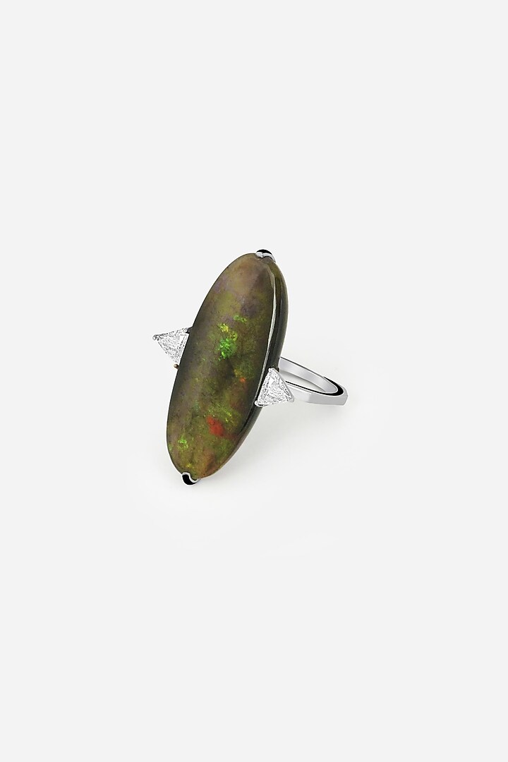18kt Yellow Gold Finish Diamond & Opal Stone Ring by Nornament at Pernia's Pop Up Shop