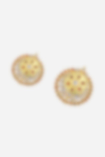 18kt Yellow Gold Finish Diamond & Ruby Stone Earrings by Nornament at Pernia's Pop Up Shop