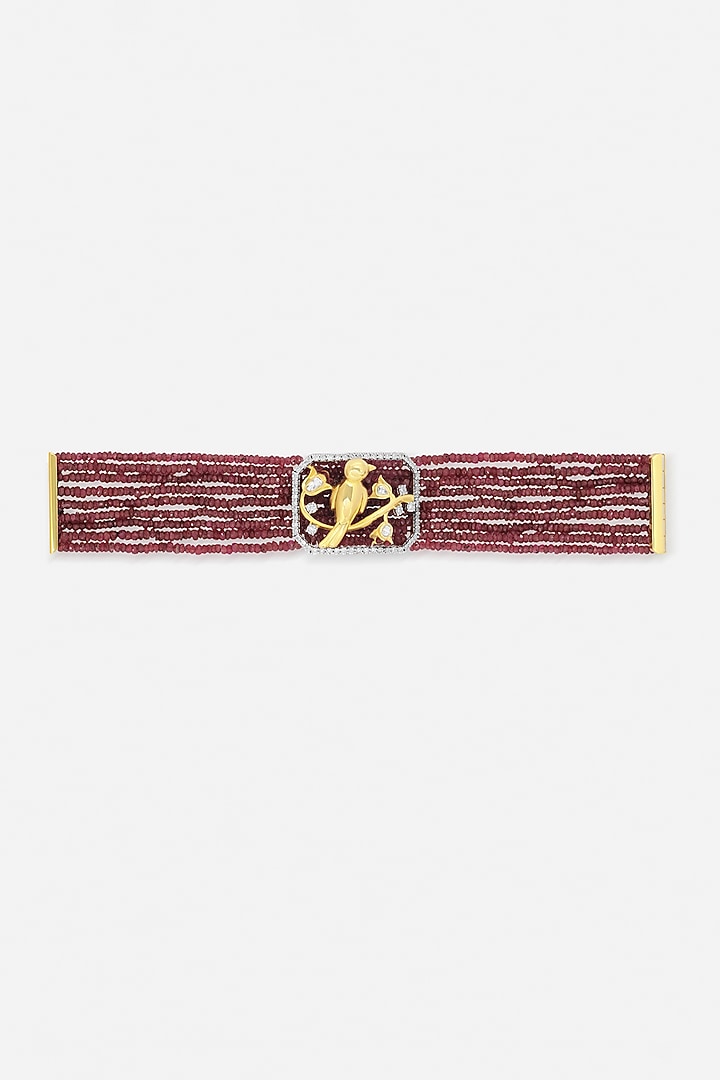 14kt Yellow Gold Finish Diamond & Ruby Stone Openable Bracelet by Nornament at Pernia's Pop Up Shop