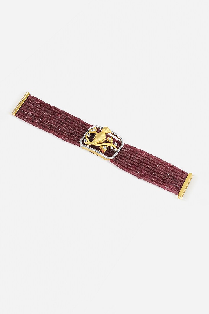 14kt Yellow Gold Finish Diamond & Ruby Stone Openable Bracelet by Nornament at Pernia's Pop Up Shop