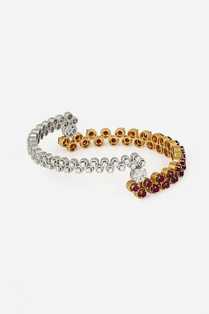 18kt Yellow Gold Finish Diamond & Ruby Stone Bangle by Nornament at Pernia's Pop Up Shop