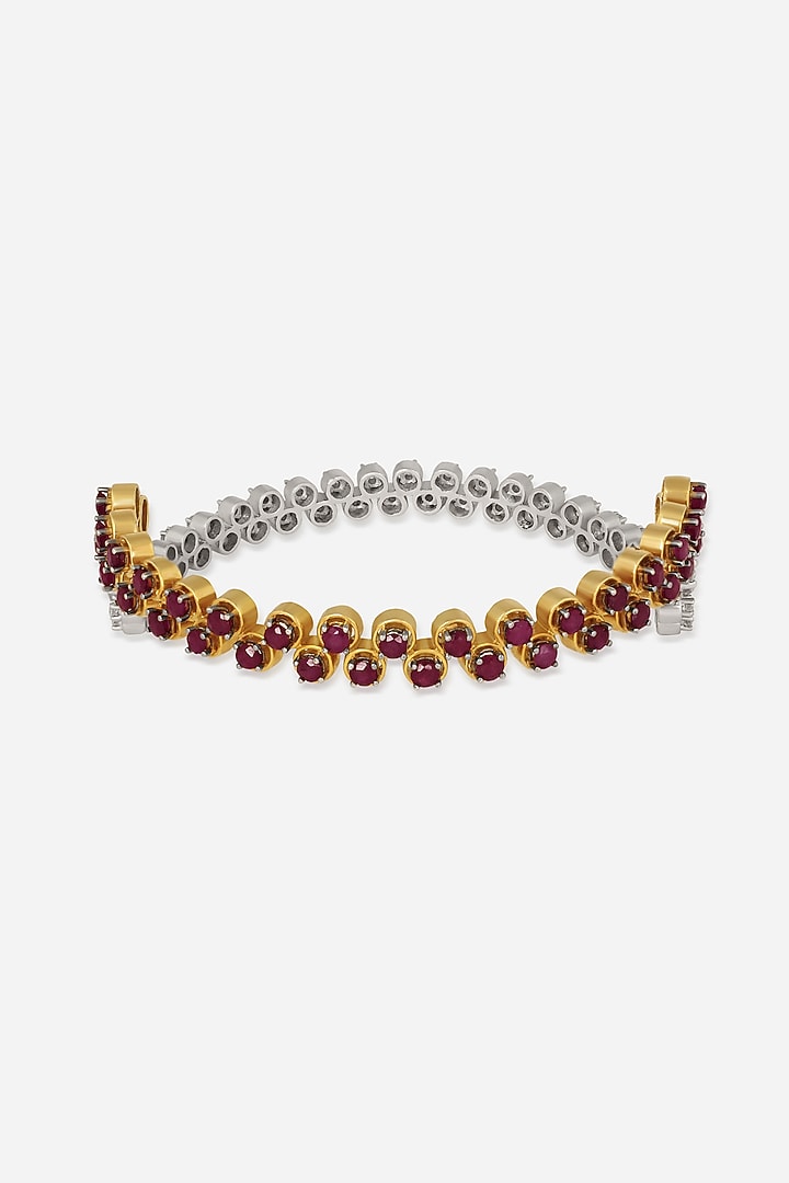 18kt Yellow Gold Finish Diamond & Ruby Stone Bangle by Nornament at Pernia's Pop Up Shop