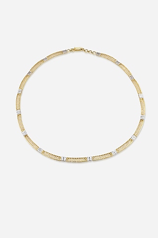 18kt Yellow Gold Finish Round & Baguette-Cut Diamond Chain Necklace by Nornament