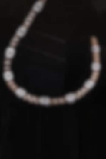 18kt Rose Gold Finish Round & Baguette-Cut Diamond Chain Necklace by Nornament at Pernia's Pop Up Shop