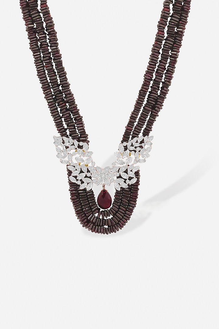 14kt Yellow Gold Finish Diamond & Ruby Stone Butterfly Motif Pendant Necklace by Nornament at Pernia's Pop Up Shop