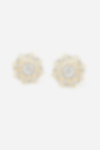 14kt Yellow Gold Finish Diamond & Kundan Polki Stud Earrings by Nornament at Pernia's Pop Up Shop