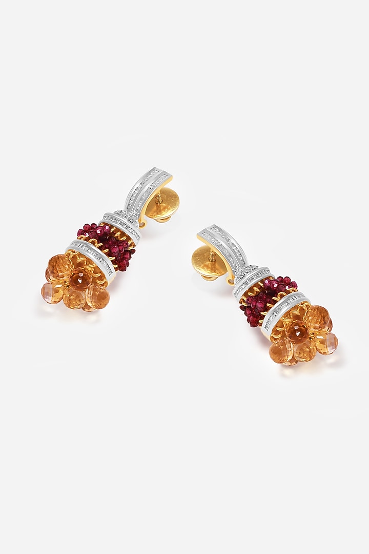 18kt White Rhodium Finish Amethysta Beads & Diamond Dangler Earrings by Nornament at Pernia's Pop Up Shop