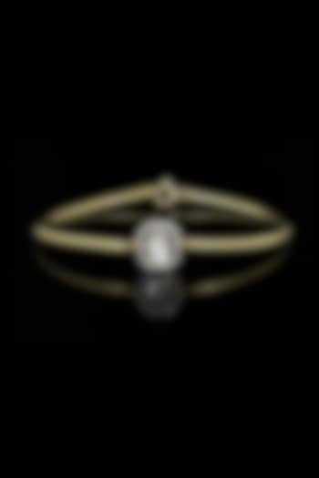 14kt Yellow Gold Finish Kundan Polki & Diamond Openable Bracelet by Nornament at Pernia's Pop Up Shop