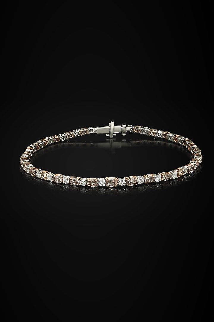 18kt White Rhodium Finish Pink Diamond Tennis Bracelet by Nornament at Pernia's Pop Up Shop