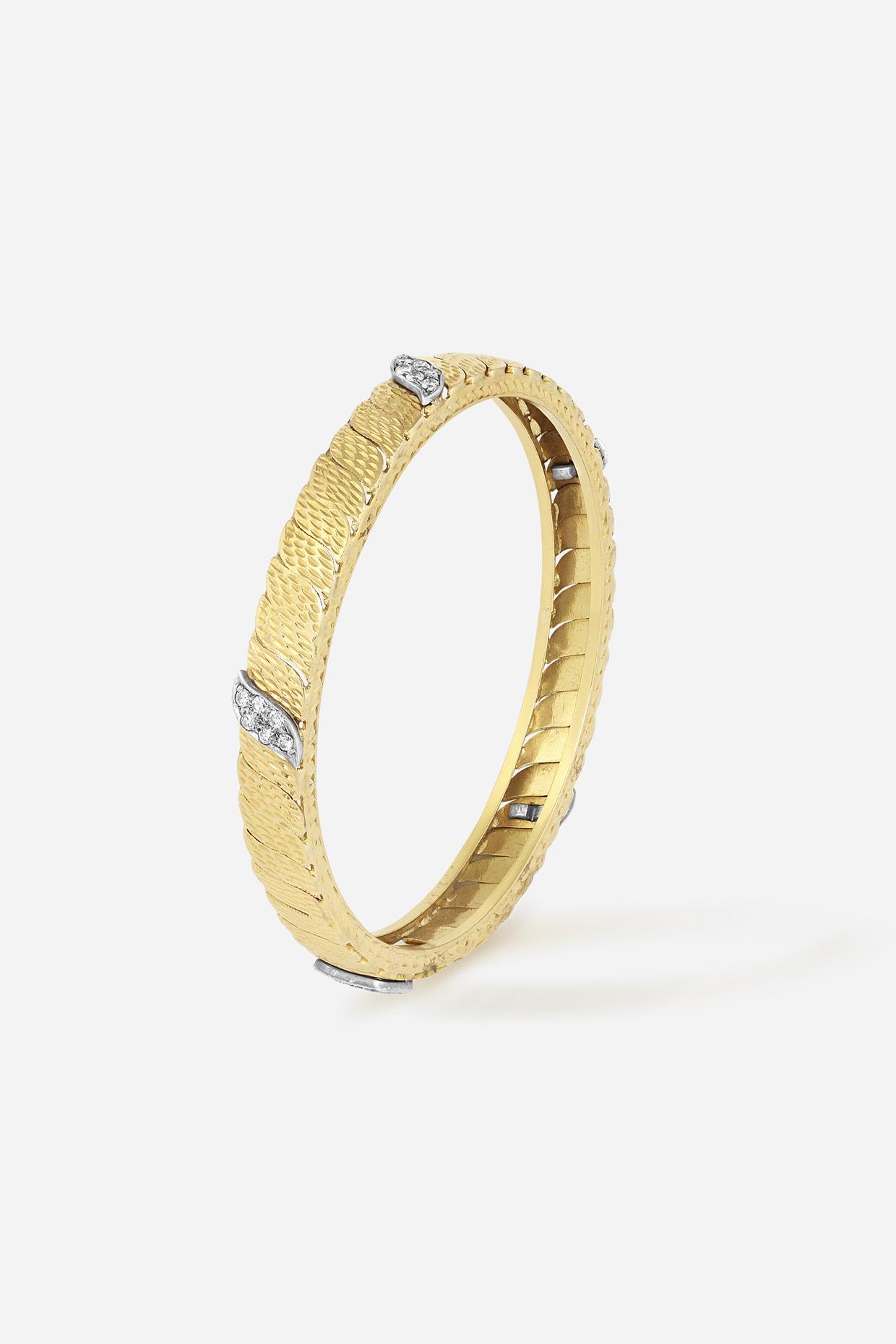 18kt Yellow Gold Finish Round-Shaped Diamond Bangle by Nornament at Pernia's Pop Up Shop