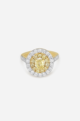 18kt Yellow Gold Finish Round-Shaped Yellow Diamond Ring by Nornament