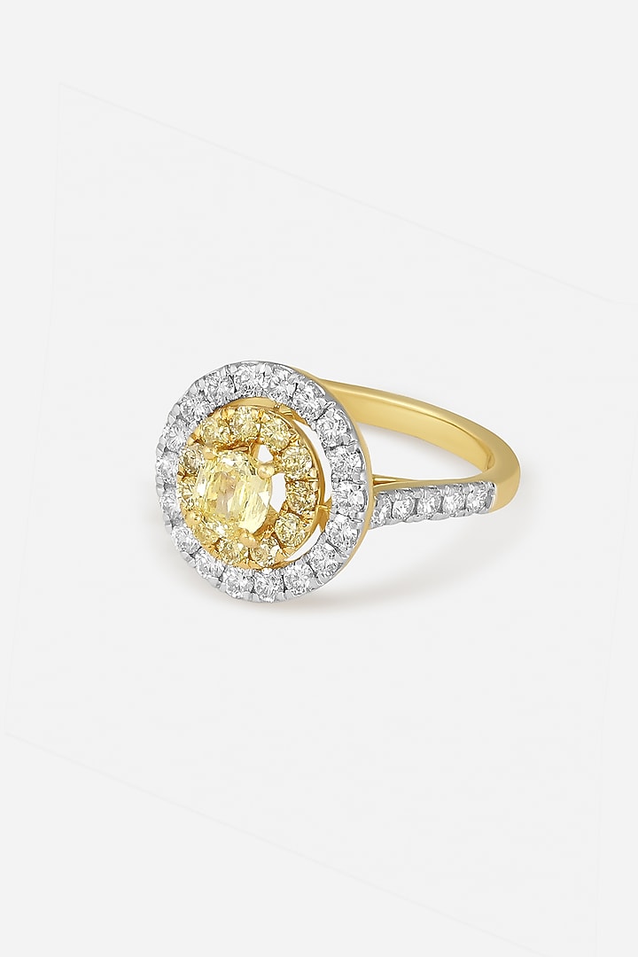 18kt Yellow Gold Finish Round-Shaped Yellow Diamond Ring by Nornament at Pernia's Pop Up Shop
