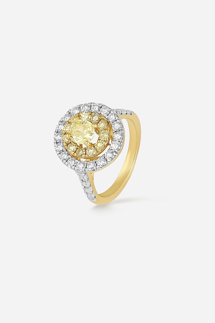 18kt Yellow Gold Finish Round-Shaped Yellow Diamond Ring by Nornament at Pernia's Pop Up Shop