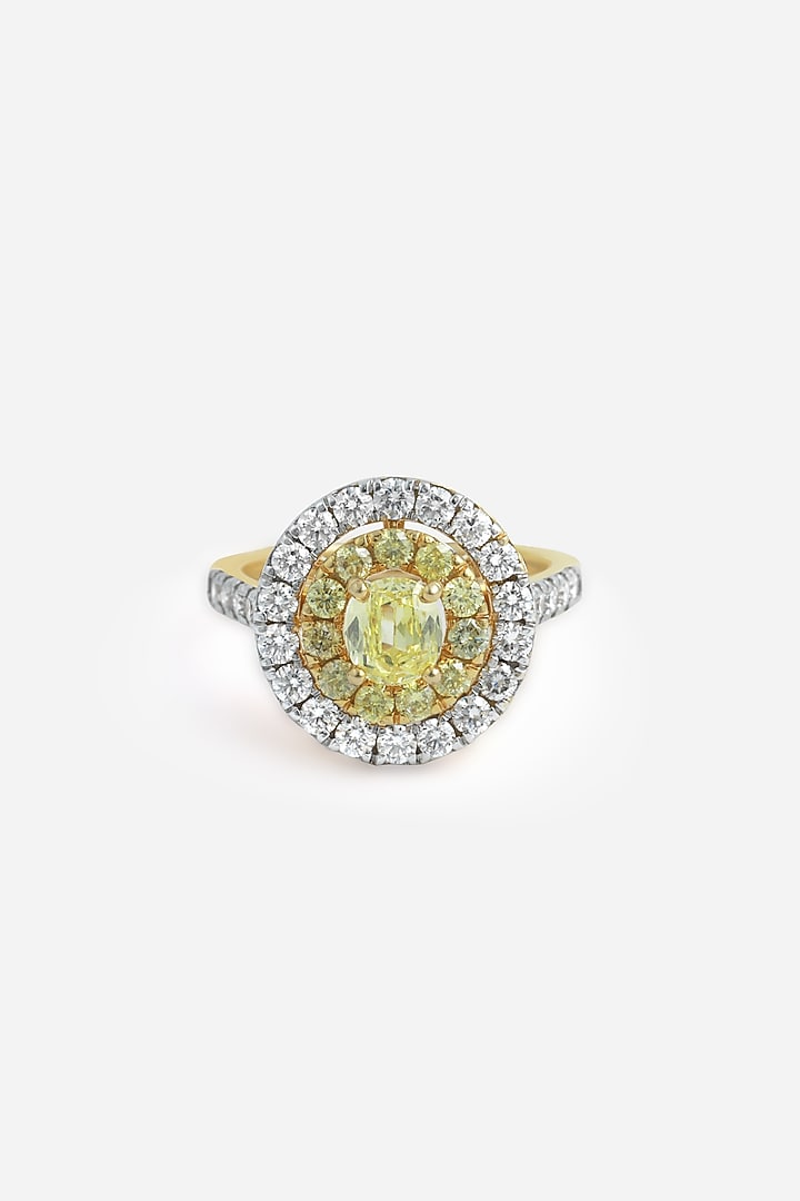 18kt Yellow Gold Finish Round-Shaped Yellow Diamond Ring by Nornament at Pernia's Pop Up Shop