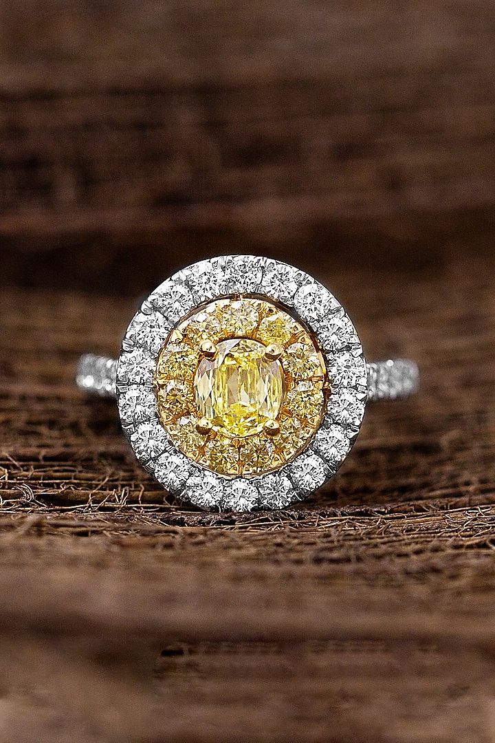 18kt Yellow Gold Finish Round-Shaped Yellow Diamond Ring by Nornament at Pernia's Pop Up Shop