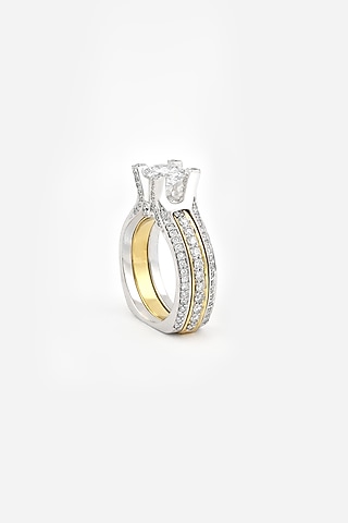 18kt Yellow Gold Finish Round-Shaped Diamond Ring by Nornament