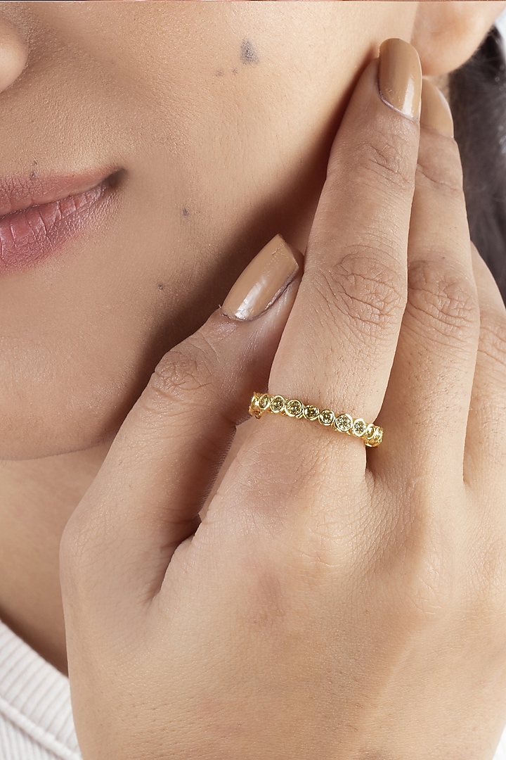 18kt Yellow Gold Finish Round-Shaped Diamond Ring by Nornament at Pernia's Pop Up Shop