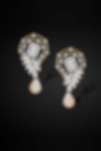 18kt Yellow Gold Finish Diamond Dreamcatcher Dangler Earrings by Nornament at Pernia's Pop Up Shop