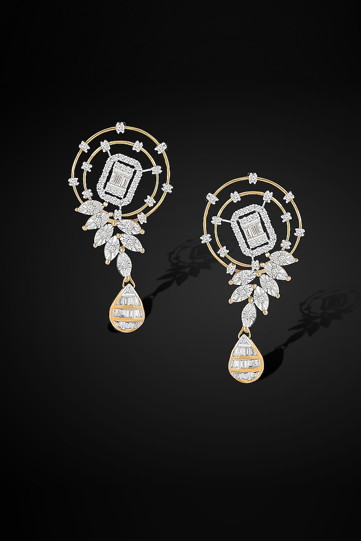18kt Yellow Gold Finish Diamond Dreamcatcher Dangler Earrings by Nornament at Pernia's Pop Up Shop