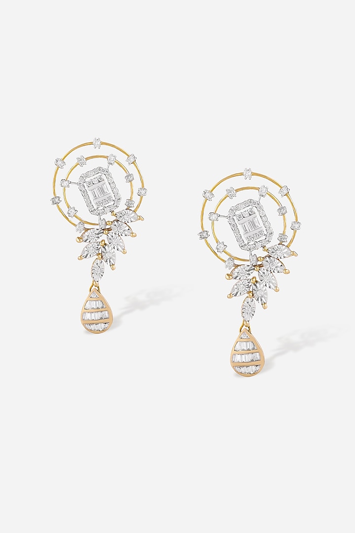 18kt Yellow Gold Finish Diamond Dreamcatcher Dangler Earrings by Nornament at Pernia's Pop Up Shop