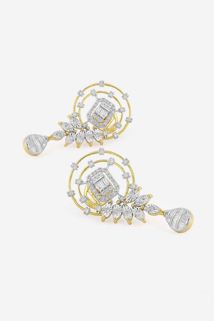 18kt Yellow Gold Finish Diamond Dreamcatcher Dangler Earrings by Nornament at Pernia's Pop Up Shop