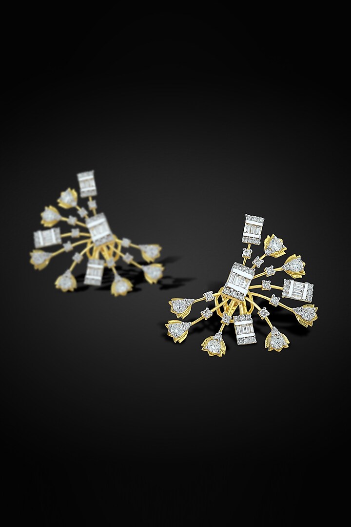 18kt Yellow Gold Finish Diamond Stud Earrings by Nornament at Pernia's Pop Up Shop