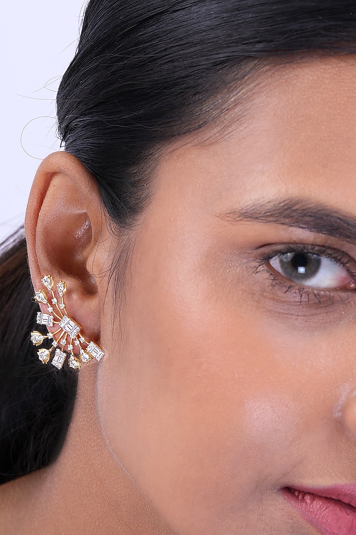18kt Yellow Gold Finish Diamond Stud Earrings by Nornament at Pernia's Pop Up Shop