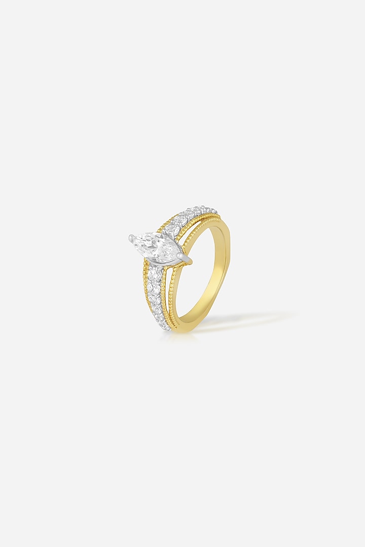 18kt Gold Finish Round & Marquise-Cut Diamond Ring by Nornament at Pernia's Pop Up Shop