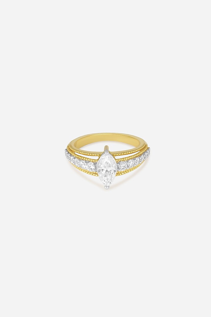 18kt Gold Finish Round & Marquise-Cut Diamond Ring by Nornament at Pernia's Pop Up Shop