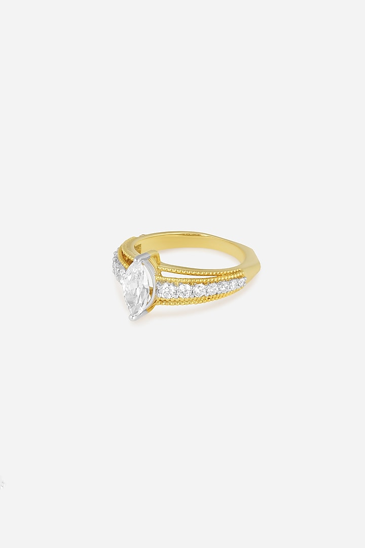 18kt Gold Finish Round & Marquise-Cut Diamond Ring by Nornament at Pernia's Pop Up Shop