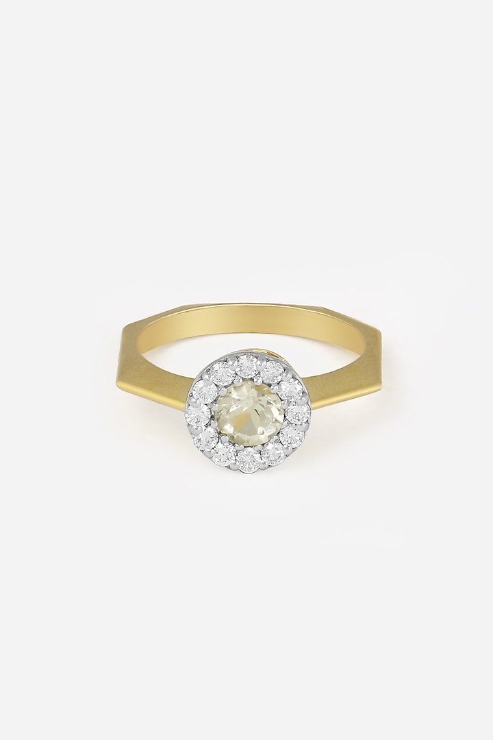 18kt Yellow Gold Finish Diamond & Blue Stone Ring by Nornament at Pernia's Pop Up Shop
