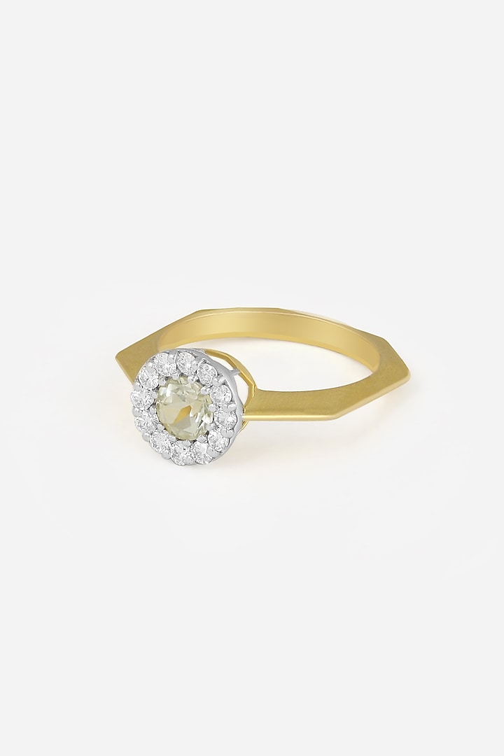 18kt Yellow Gold Finish Diamond & Blue Stone Ring by Nornament at Pernia's Pop Up Shop