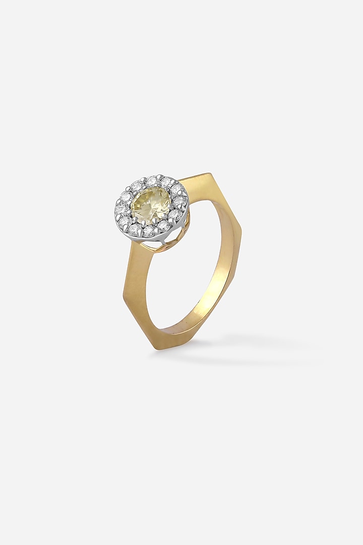 18kt Yellow Gold Finish Diamond & Blue Stone Ring by Nornament at Pernia's Pop Up Shop