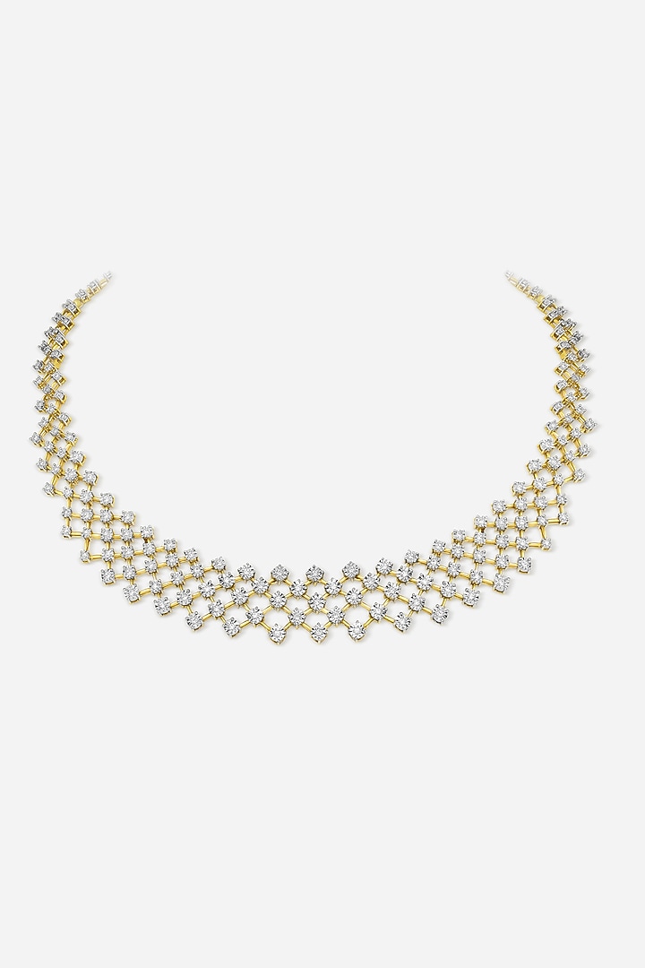 14kt Yellow Gold Finish Round-Cut Diamond Necklace by Nornament at Pernia's Pop Up Shop