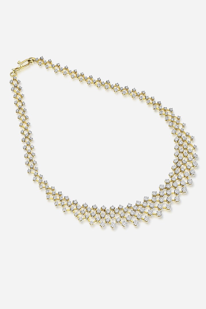 14kt Yellow Gold Finish Round-Cut Diamond Necklace by Nornament at Pernia's Pop Up Shop