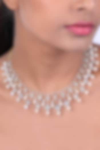 18kt Yellow Gold Finish Diamond & Pearl Necklace by Nornament at Pernia's Pop Up Shop