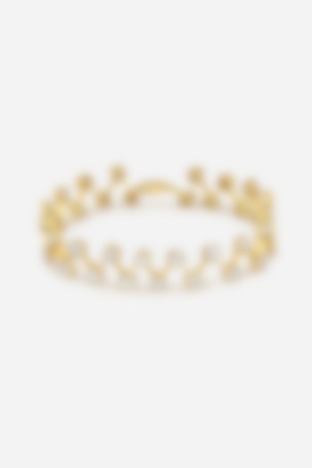 14kt Yellow Gold Finish Kundan Polki Openable Bracelet by Nornament at Pernia's Pop Up Shop