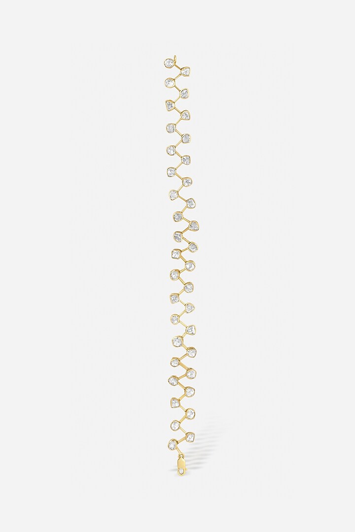 14kt Yellow Gold Finish Kundan Polki Openable Bracelet by Nornament at Pernia's Pop Up Shop