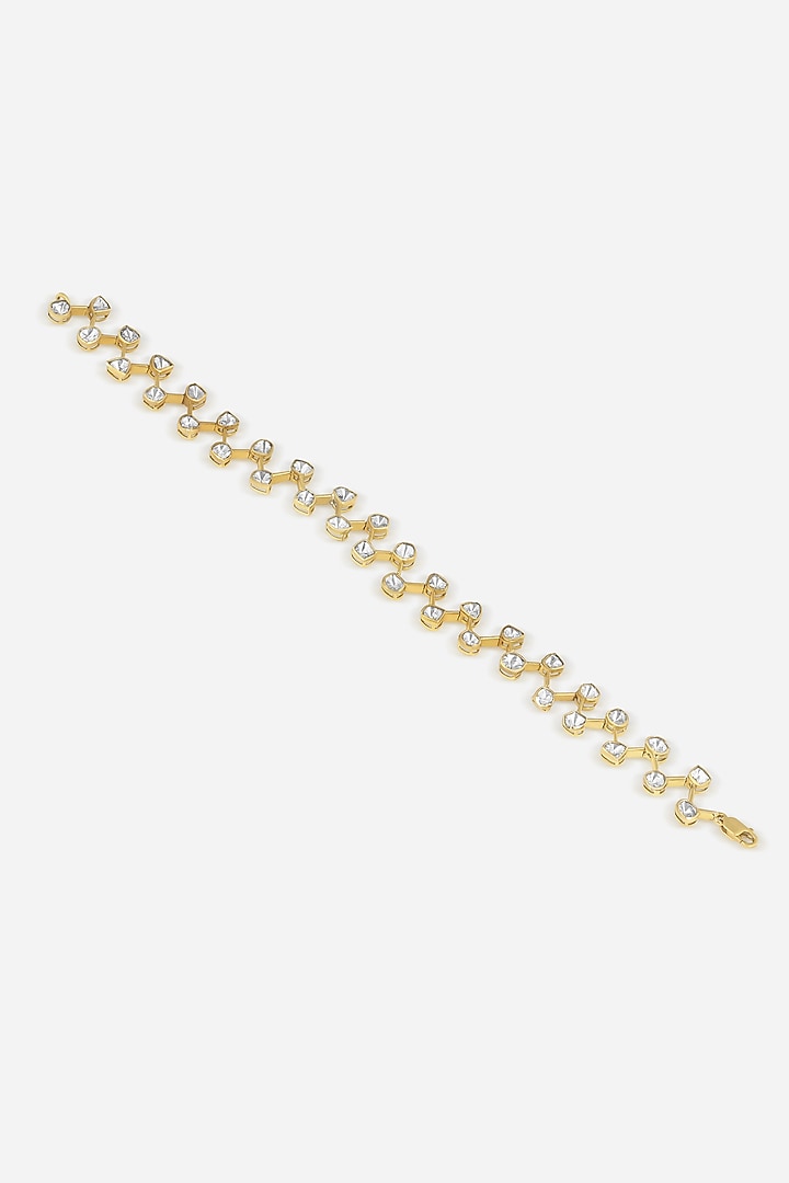 14kt Yellow Gold Finish Kundan Polki Openable Bracelet by Nornament at Pernia's Pop Up Shop
