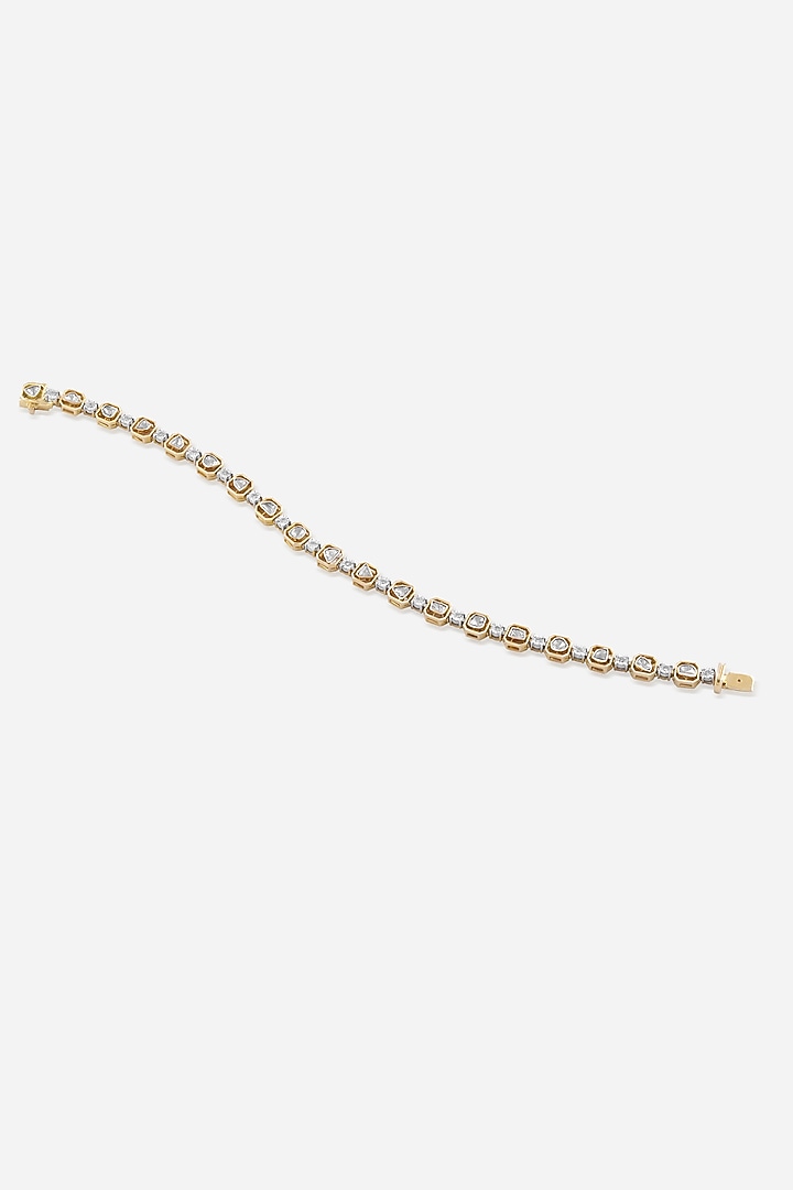14kt Yellow Gold Finish Diamond & Kundan Polki Tennis Bracelet by Nornament at Pernia's Pop Up Shop