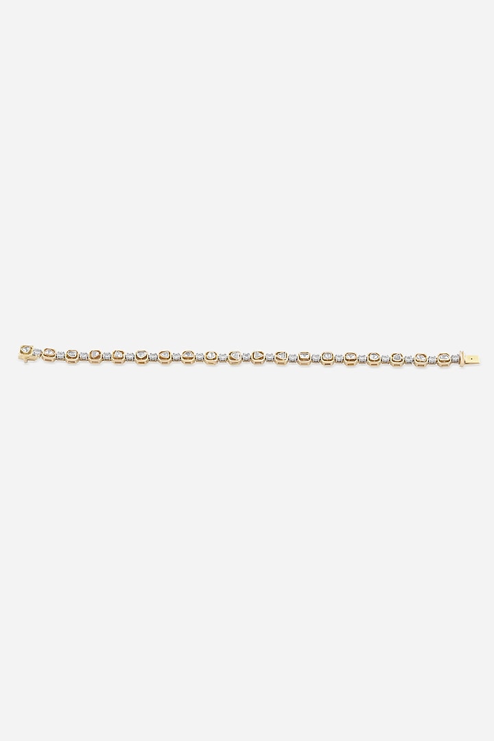 14kt Yellow Gold Finish Diamond & Kundan Polki Tennis Bracelet by Nornament at Pernia's Pop Up Shop