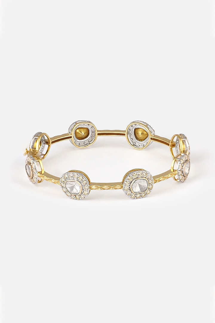 14kt Yellow Gold Finish Diamond & Kundan Polki Bangle by Nornament at Pernia's Pop Up Shop