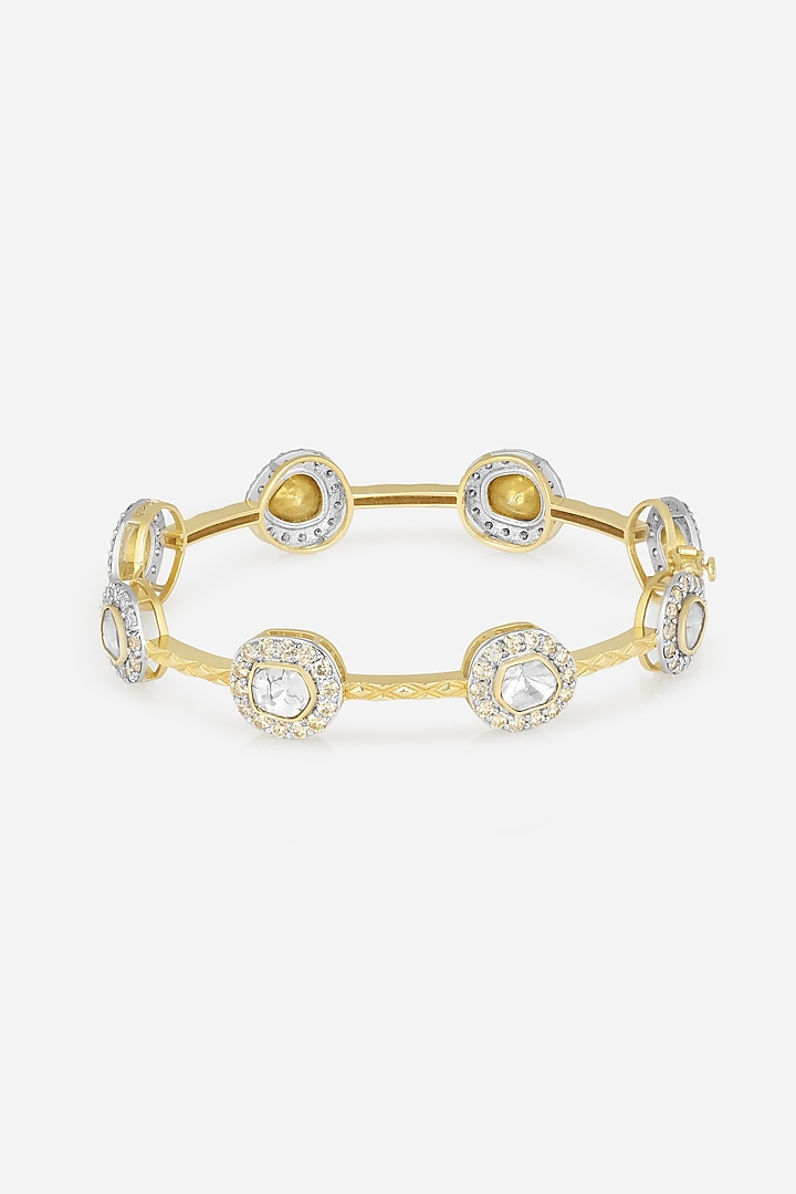 14kt Yellow Gold Finish Diamond & Kundan Polki Bangle by Nornament at Pernia's Pop Up Shop