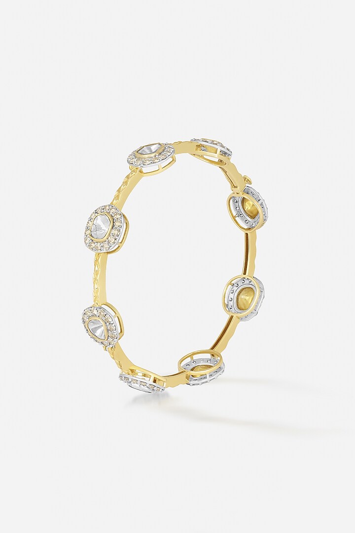 14kt Yellow Gold Finish Diamond & Kundan Polki Bangle by Nornament at Pernia's Pop Up Shop
