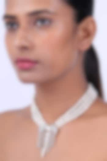 14kt Yellow Gold Finish Diamond & Pearl Necklace by Nornament at Pernia's Pop Up Shop