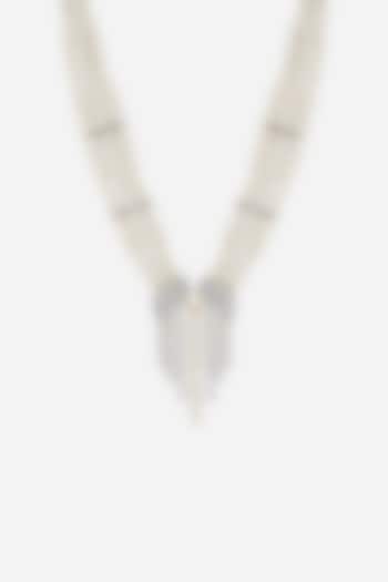 14kt Yellow Gold Finish Diamond & Pearl Necklace by Nornament at Pernia's Pop Up Shop